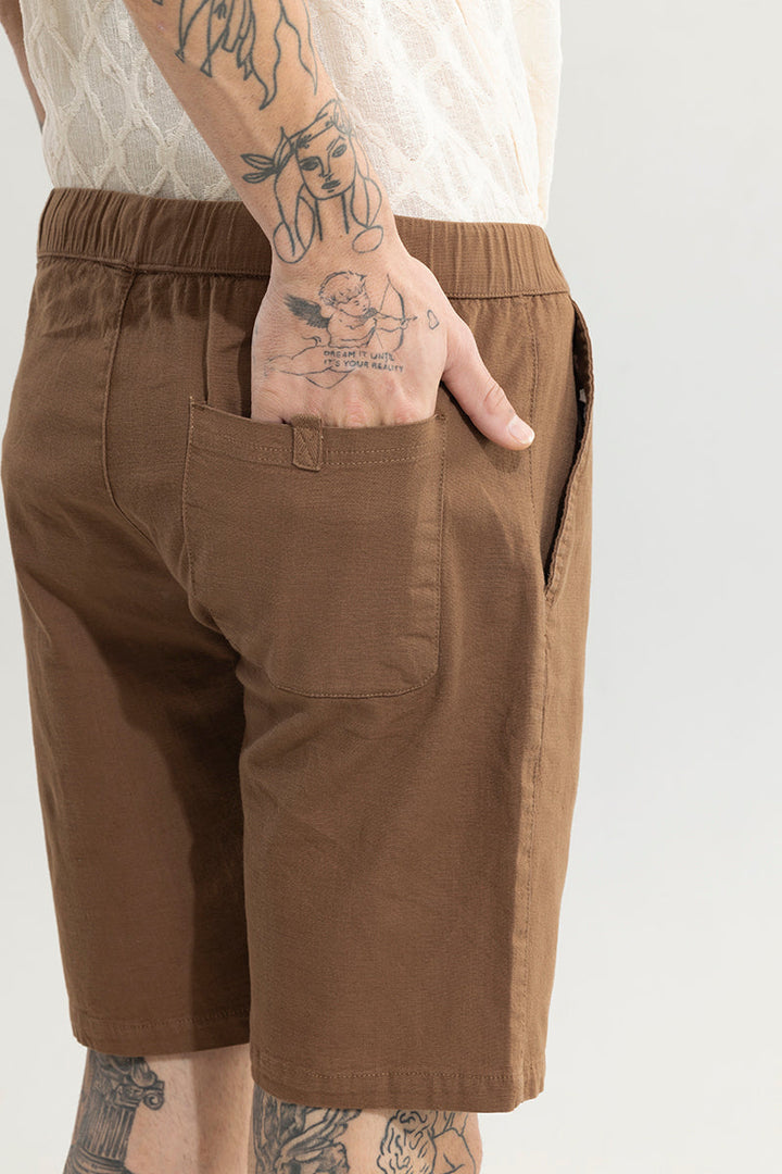 Rugged Brown Linen Shorts