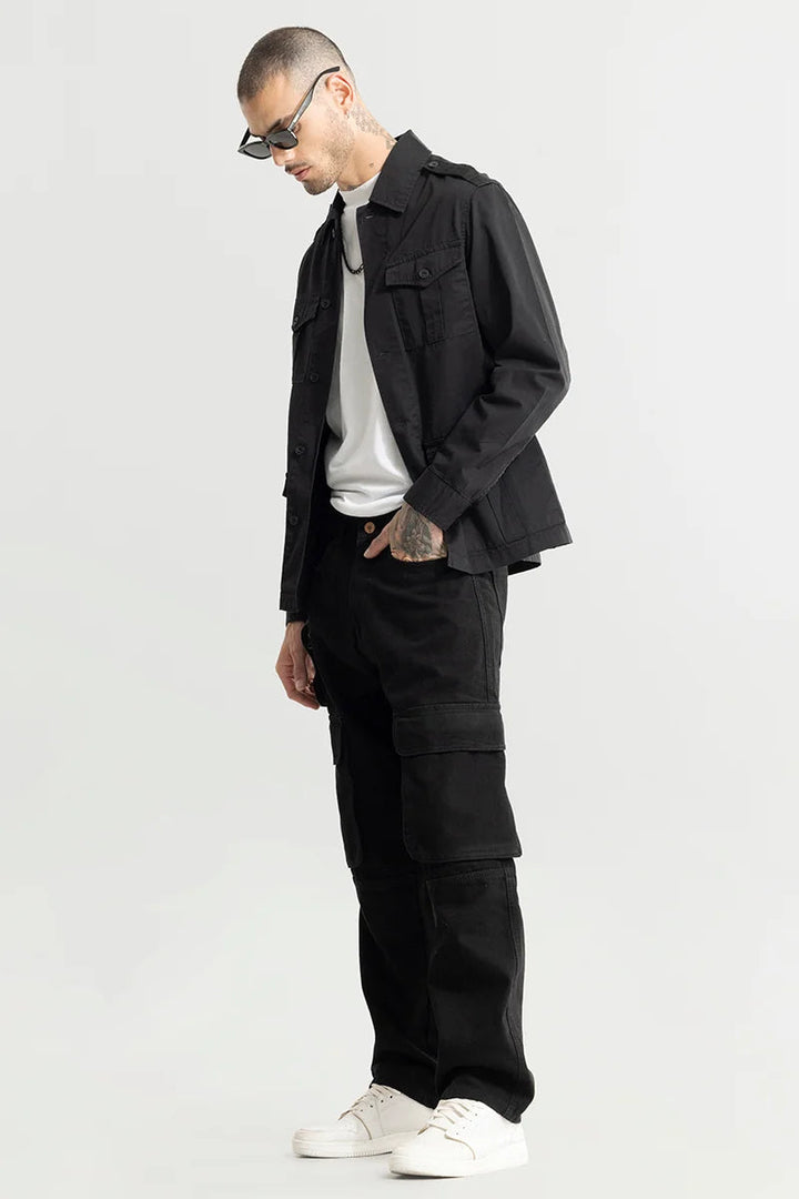 Edgy Utility Black Baggy Fit Jeans