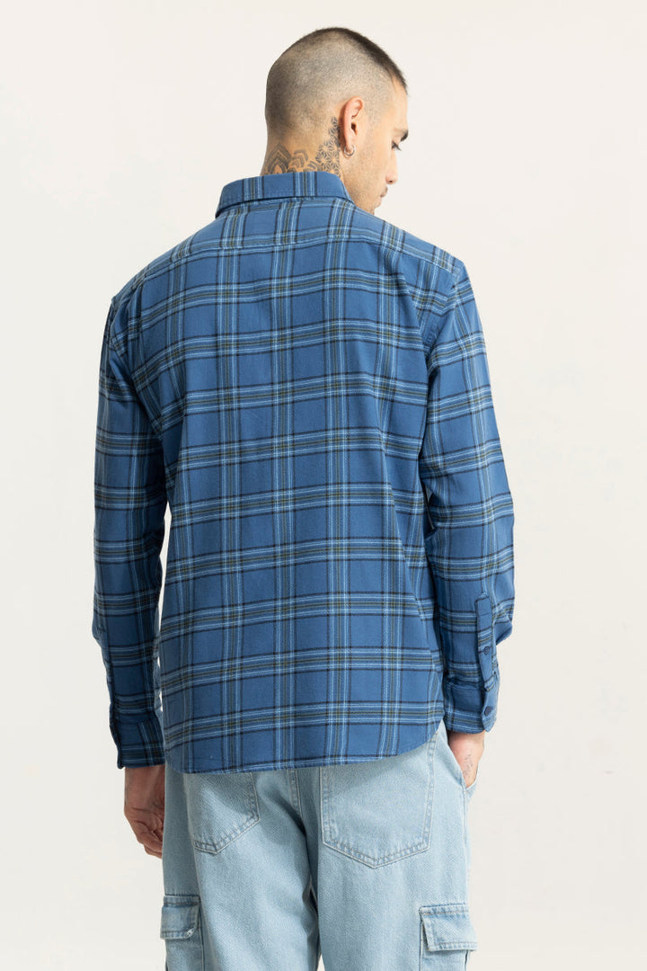 Classic Check Oversized Shirt in Azure Blue