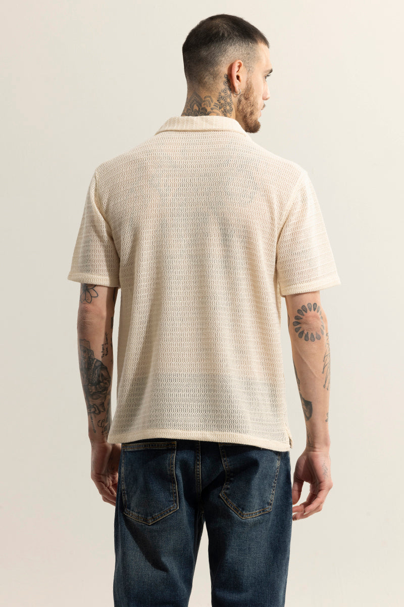 Textured Cream Knit Shirt