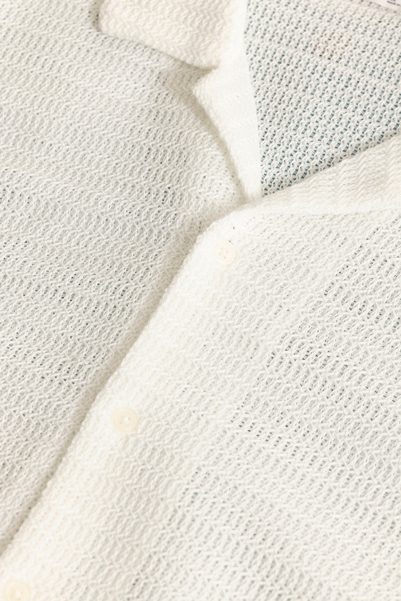 Textured White Knit Shirt