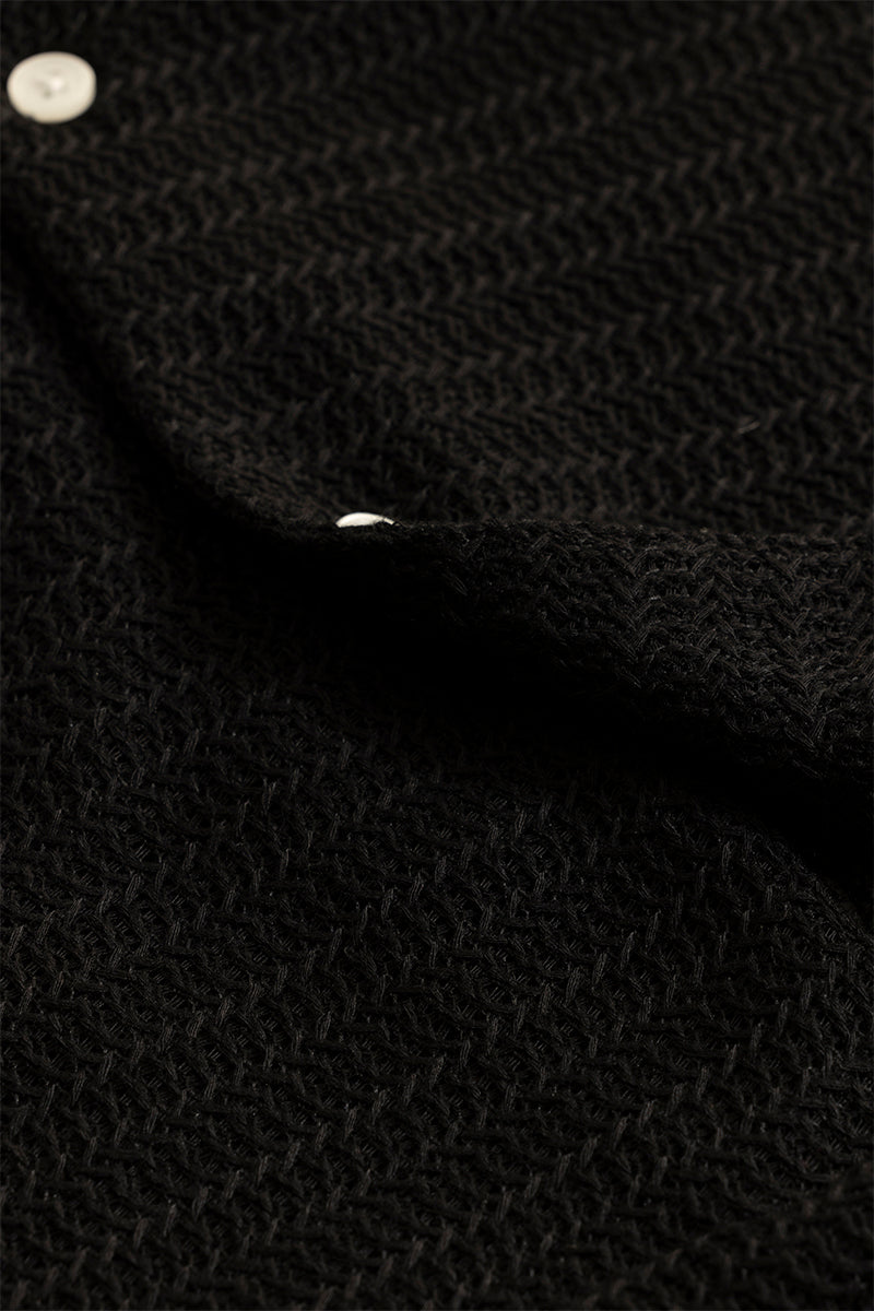 Textured Black Knit Shirt