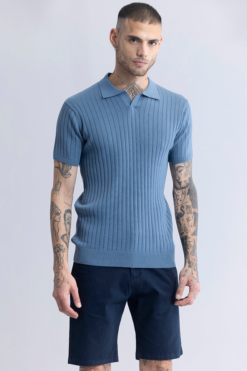 Serenity Stripes Blue Polo T-Shirt