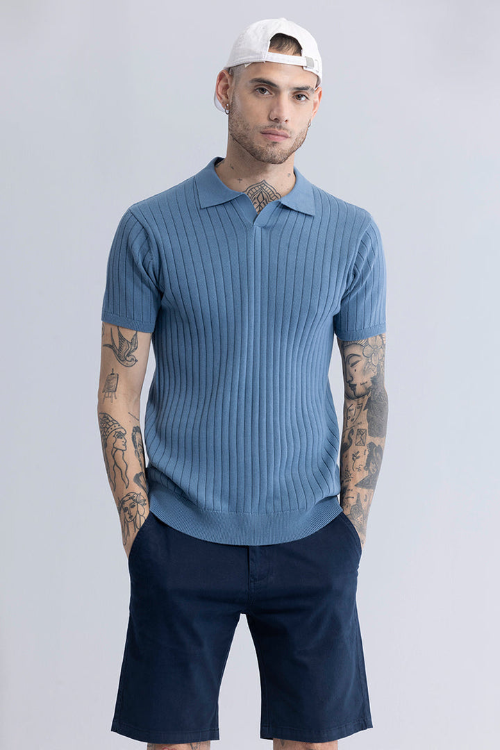 Serenity Stripes Blue Polo T-Shirt