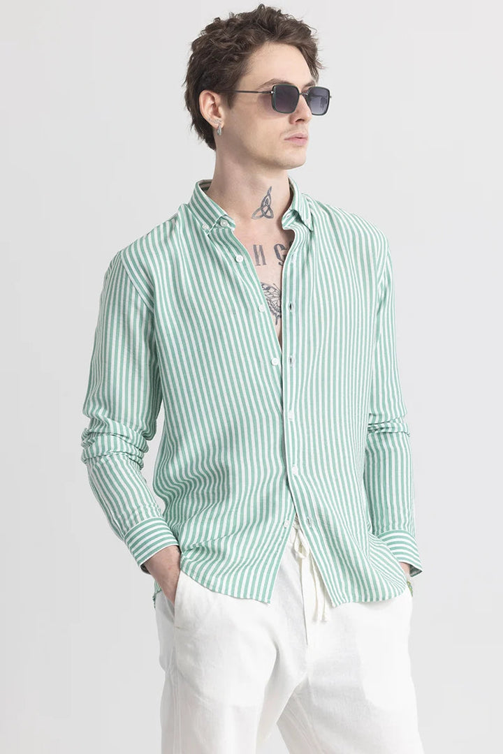Sophisticated Green Striped Shirt