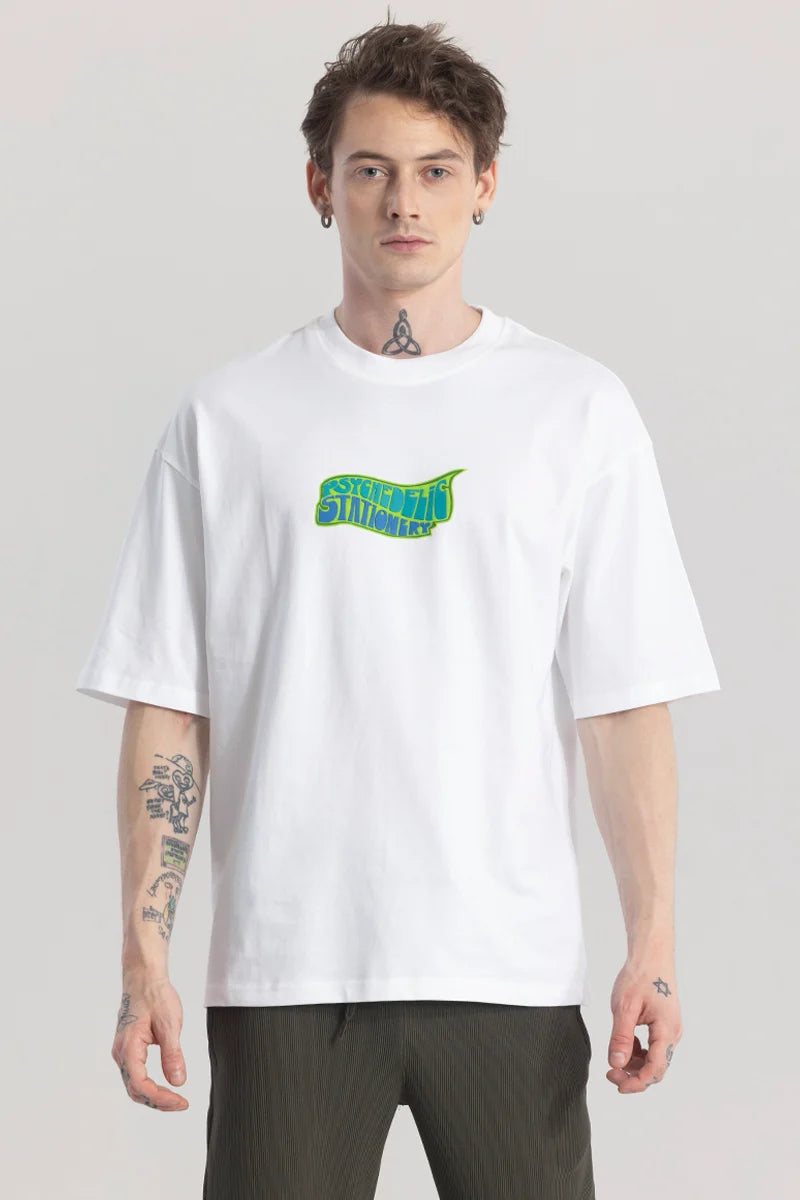 Trippy White Graphic T-Shirt
