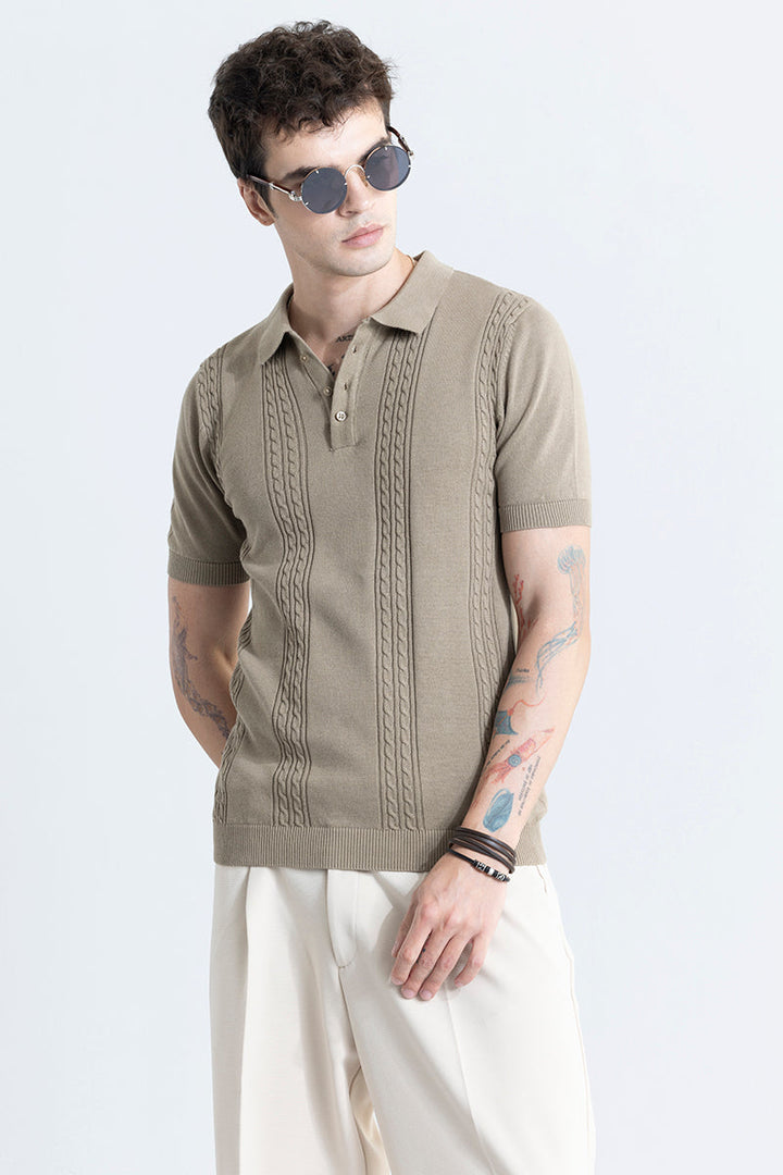 Sophisticated Knit Brown Polo T-Shirt