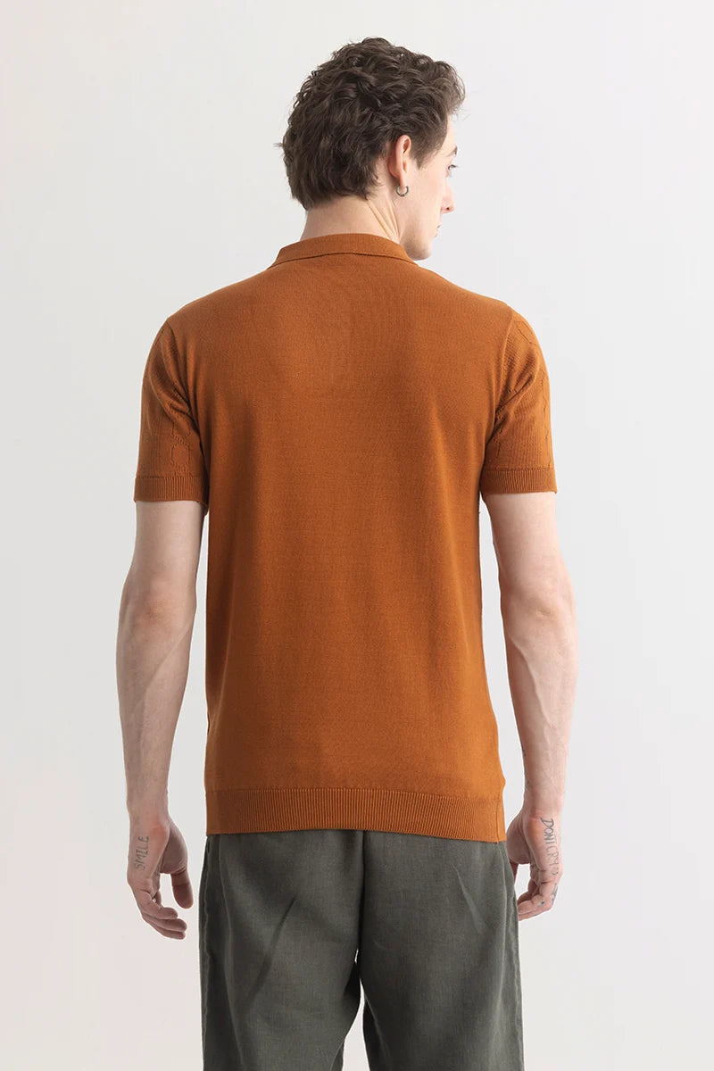 Crafted Elegance Brown Polo T-Shirt