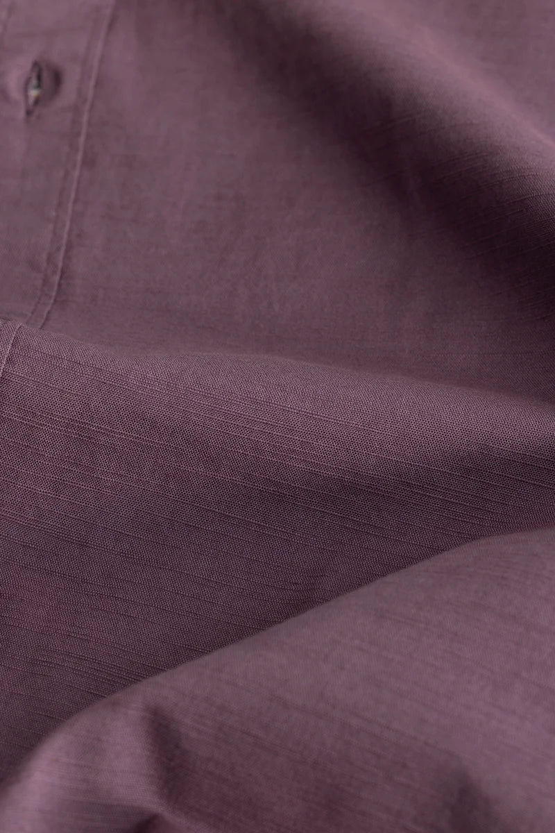 Minimalist Mandarique Purple Linen Blend Shirt