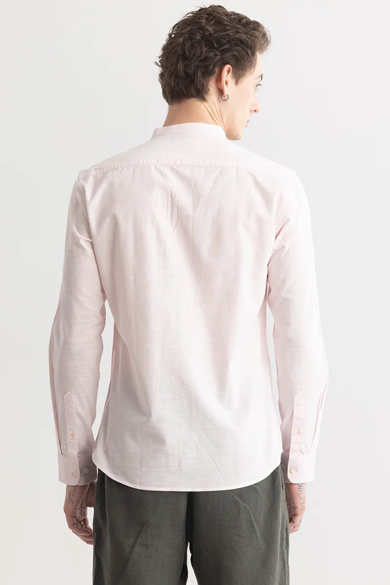 Minimalist Mandarique Pink Linen Blend Shirt
