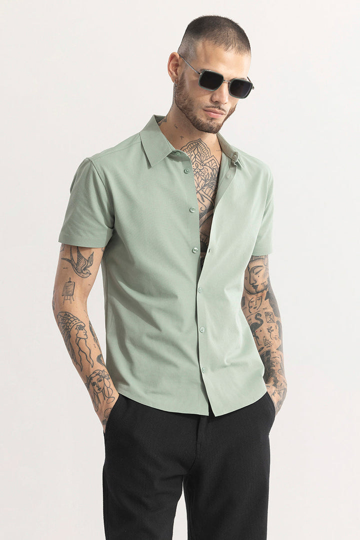 Versatile Light Green Plain Shirt
