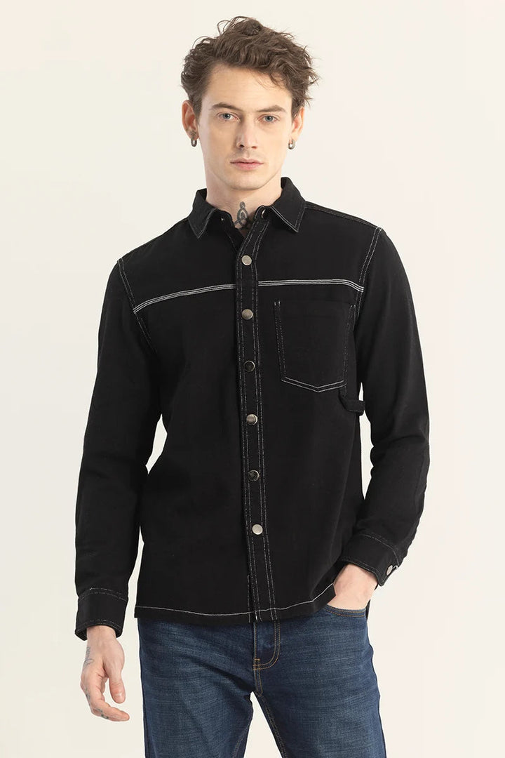 Trendy Black Denimite Shirt