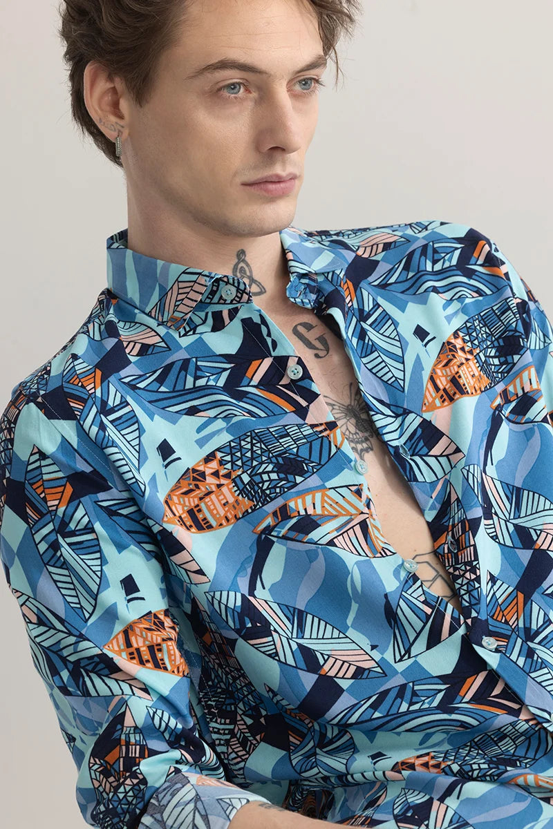 Trendy Abstractile Blue Shirt