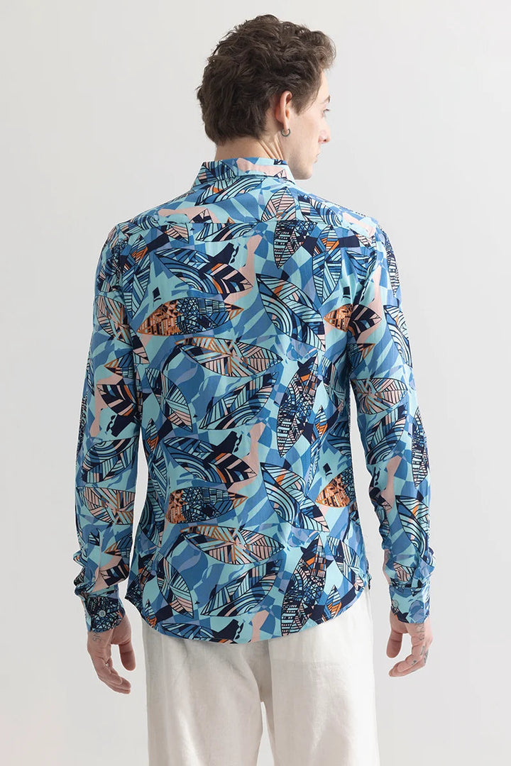 Trendy Abstractile Blue Shirt