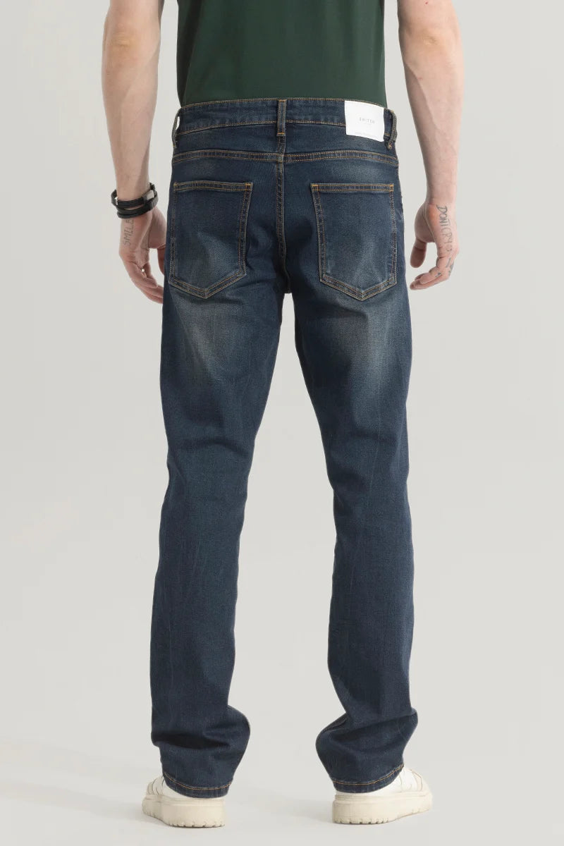 Edgy Denimique Stone Blue Straight Fit Jeans