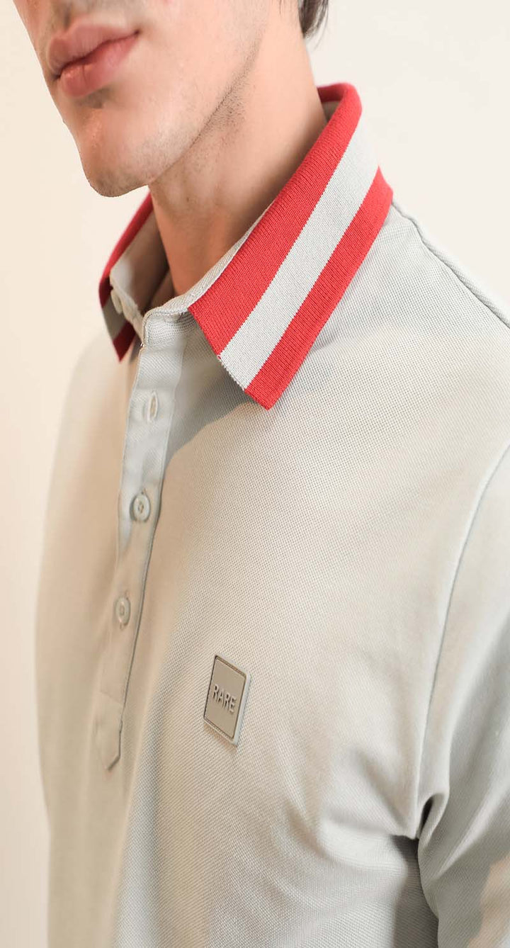Sleek Contrast Collar Knit Polo