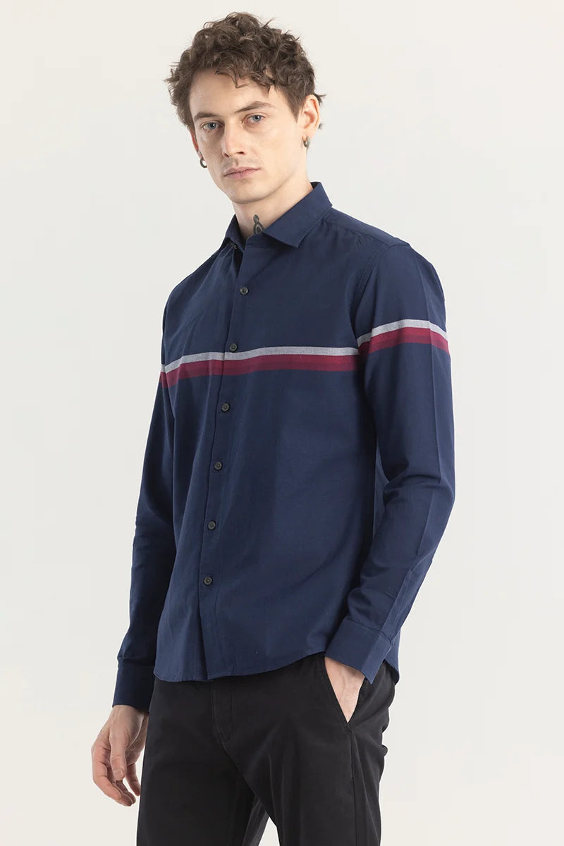 Refined Dark Blue Striped Shirt