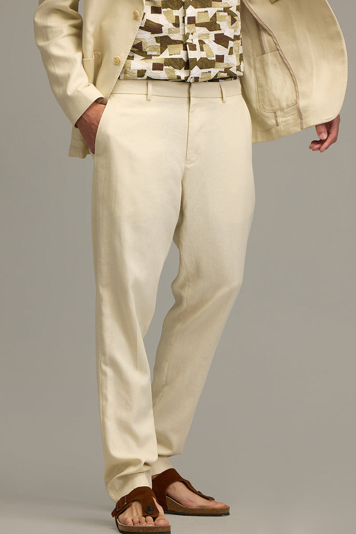 Metropolitan Cream Linen Trousers
