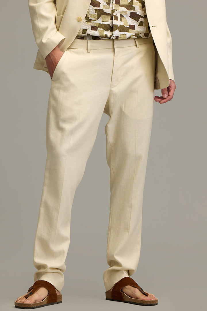 Metropolitan Cream Linen Trousers