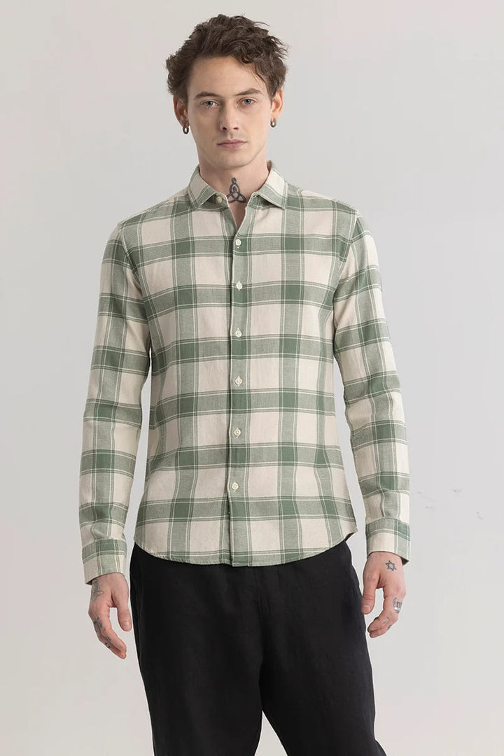 Casual Plaiderie Olive Check Shirt