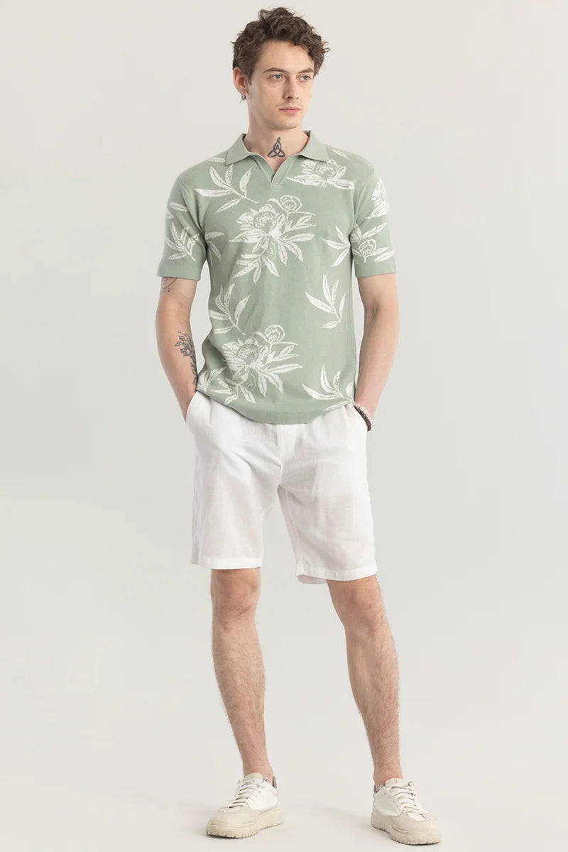 Green Floral Elegance Polo T-Shirt