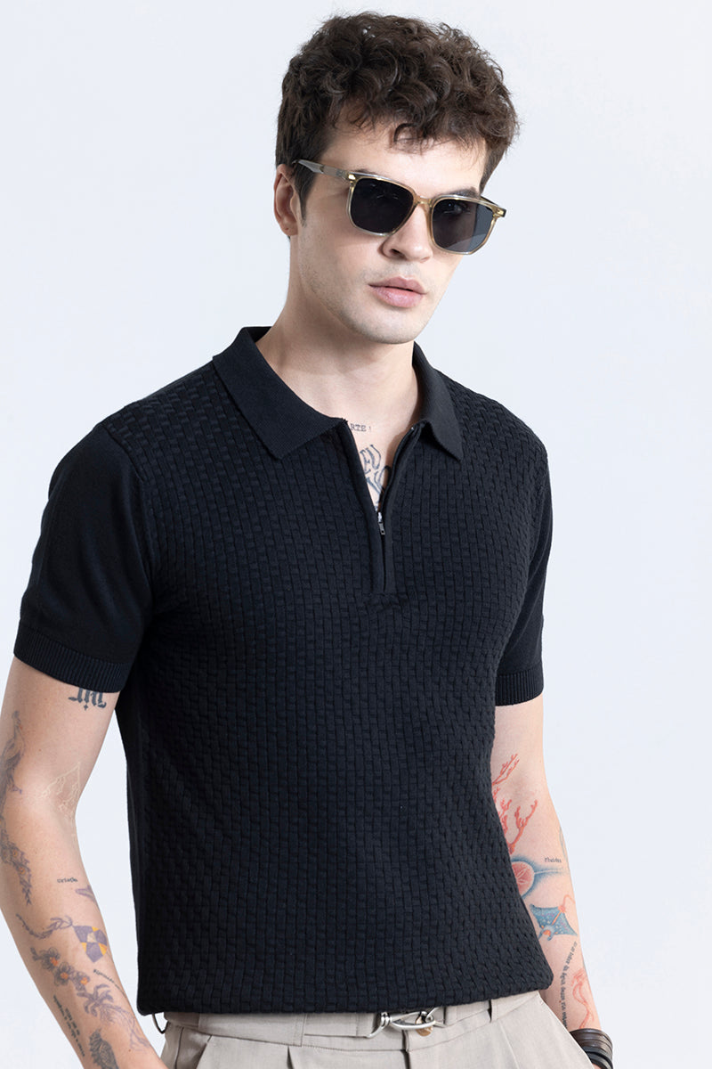 Elegant Black Polo T-Shirt